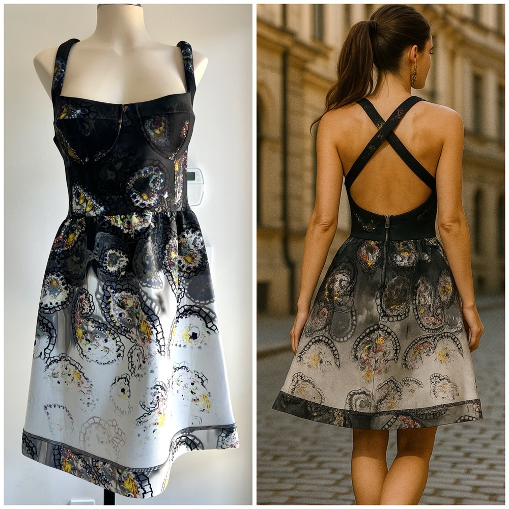 Cynthia Rowley | Runway Black and White Paisley Midi Dress
